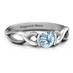 Half Bezel Infinity Ring in 925 Sterling Silver with Aquamarine