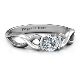 Half Bezel Infinity Ring in 925 Sterling Silver with Cubic Zirconia