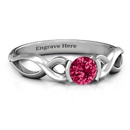 Half Bezel Infinity Ring in 925 Sterling Silver with Ruby