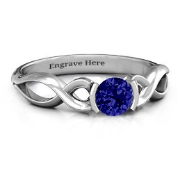 Half Bezel Infinity Ring in 925 Sterling Silver with Blue Sapphire