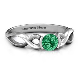 Half Bezel Infinity Ring in 925 Sterling Silver with Emerald