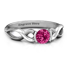 Half Bezel Infinity Ring in 925 Sterling Silver with Ruby