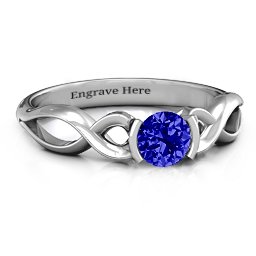 Half Bezel Infinity Ring in 925 Sterling Silver with Blue Sapphire