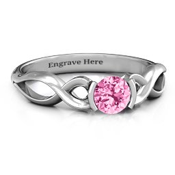 Half Bezel Infinity Ring in 925 Sterling Silver with Pink Tourmaline