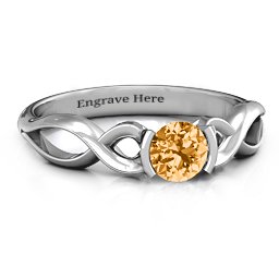 Half Bezel Infinity Ring in 925 Sterling Silver with Citrine