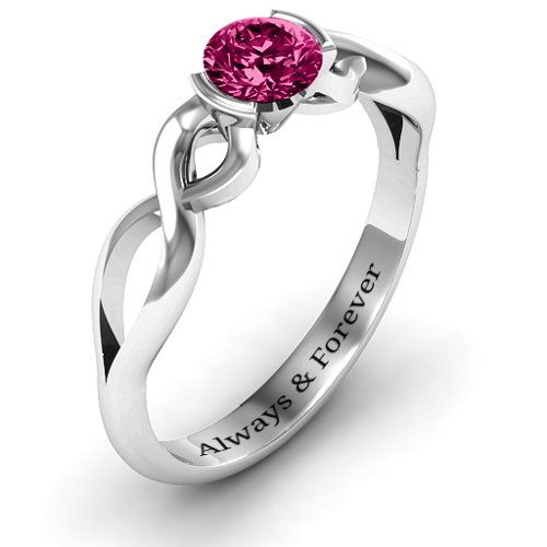 Half Bezel Infinity Ring – Sterling Silver with Ruby