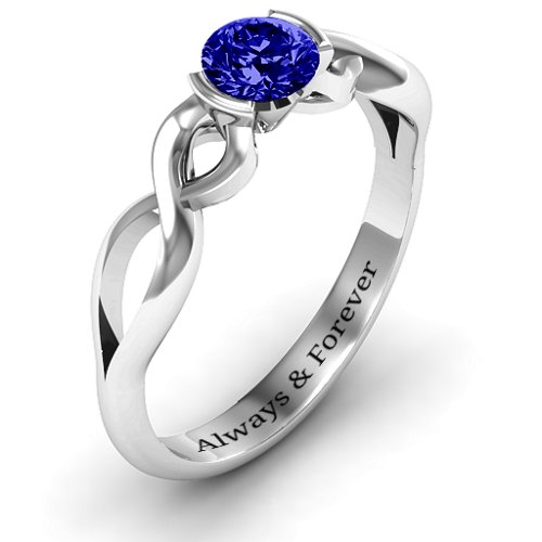 Half Bezel Infinity Ring – Sterling Silver with Blue Sapphire