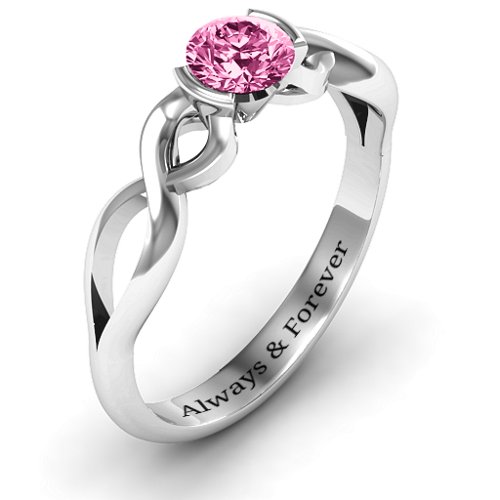 Half Bezel Infinity Ring – Sterling Silver with Pink Tourmaline