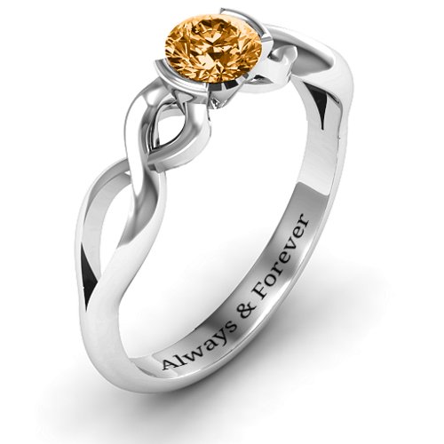 Half Bezel Infinity Ring – Sterling Silver with Citrine
