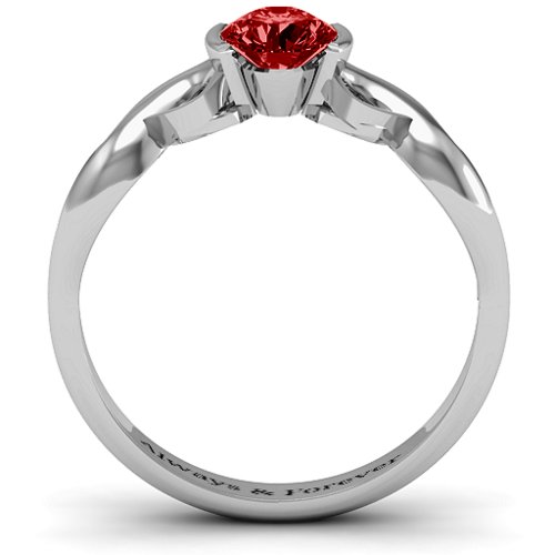 Half Bezel Infinity Ring – Sterling Silver with Garnet