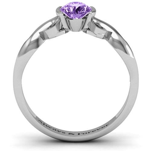 Half Bezel Infinity Ring – Sterling Silver with Amethyst