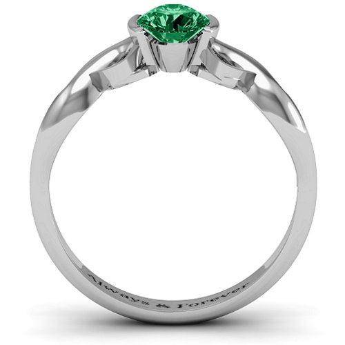 Half Bezel Infinity Ring – Sterling Silver with Emerald