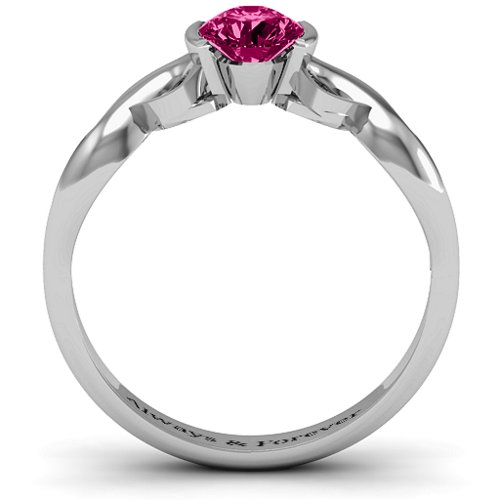 Half Bezel Infinity Ring – Sterling Silver with Ruby