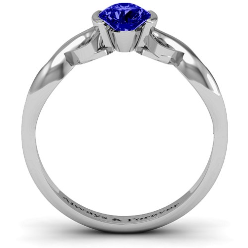 Half Bezel Infinity Ring – Sterling Silver with Blue Sapphire