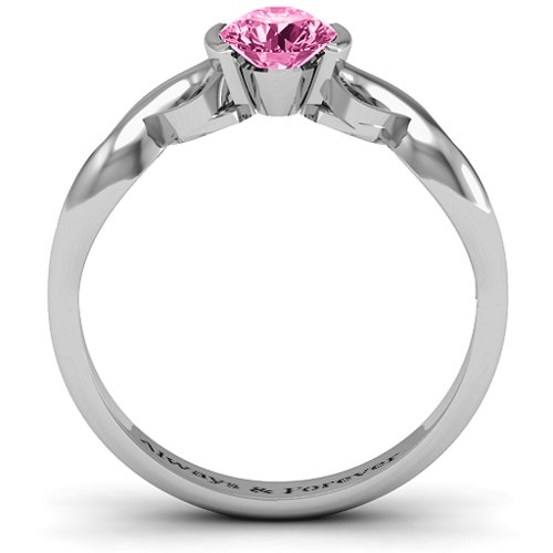 Half Bezel Infinity Ring – Sterling Silver with Pink Tourmaline