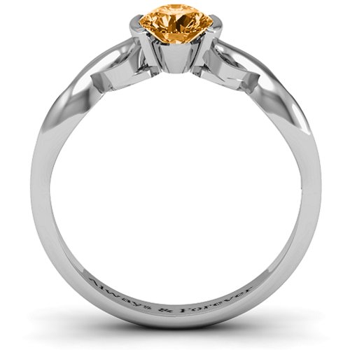 Half Bezel Infinity Ring – Sterling Silver with Citrine