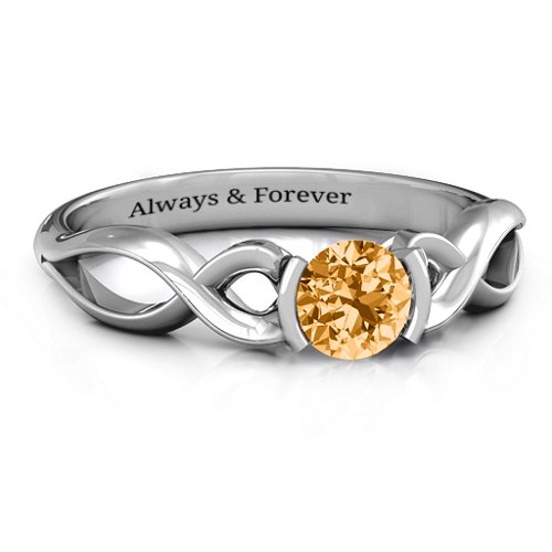 Half Bezel Infinity Ring – Sterling Silver with Citrine