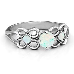 Quad Infinity Ring with Center stone and Dual Accent Ring