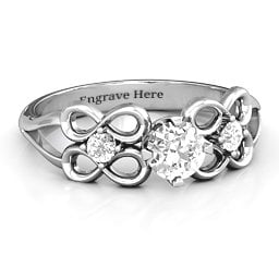 Quad Infinity Ring with Center stone and Dual Accent Ring