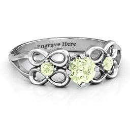 Quad Infinity Ring with Center stone and Dual Accent Ring