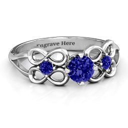 Quad Infinity Ring with Center stone and Dual Accent Ring