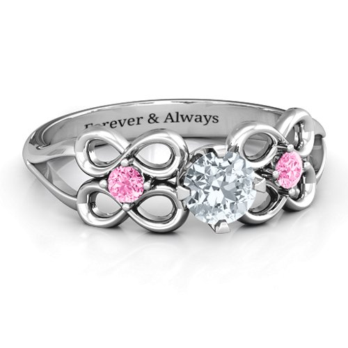Quad Infinity Ring with Center stone and Dual Accent Ring