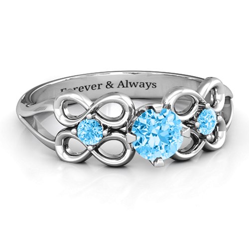 Quad Infinity Ring with Center stone and Dual Accent Ring
