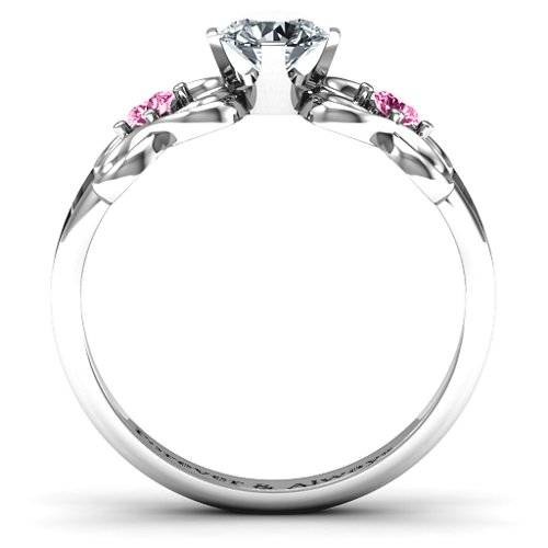 Quad Infinity Ring with Center stone and Dual Accent Ring – Sterling Silver with Cubic Zirconia and Pink Tourmaline