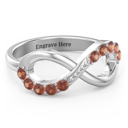 Birthstone Infinity Accent Ring in 925 Sterling Silver