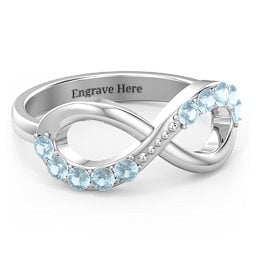 Birthstone Infinity Accent Ring in 925 Sterling Silver with Blue Topaz