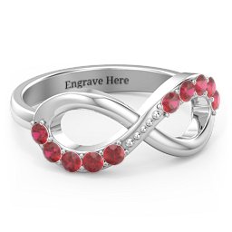 Birthstone Infinity Accent Ring in 925 Sterling Silver