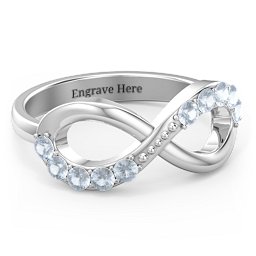 Birthstone Infinity Accent Ring in 925 Sterling Silver with Aquamarine