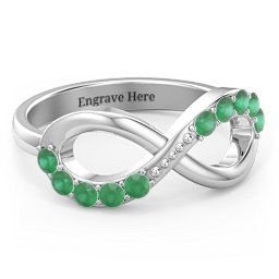 Birthstone Infinity Accent Ring in 925 Sterling Silver with Emerald