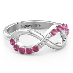 Birthstone Infinity Accent Ring in 925 Sterling Silver with Ruby