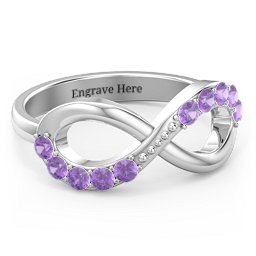 Birthstone Infinity Accent Ring in 925 Sterling Silver with Amethyst
