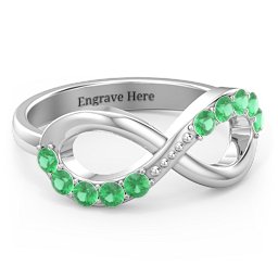 Birthstone Infinity Accent Ring in 925 Sterling Silver with Emerald
