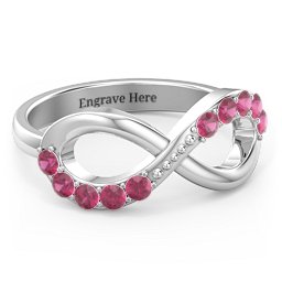 Birthstone Infinity Accent Ring in 925 Sterling Silver with Ruby