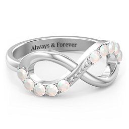 Birthstone Infinity Accent Ring in 925 Sterling Silver with Opal