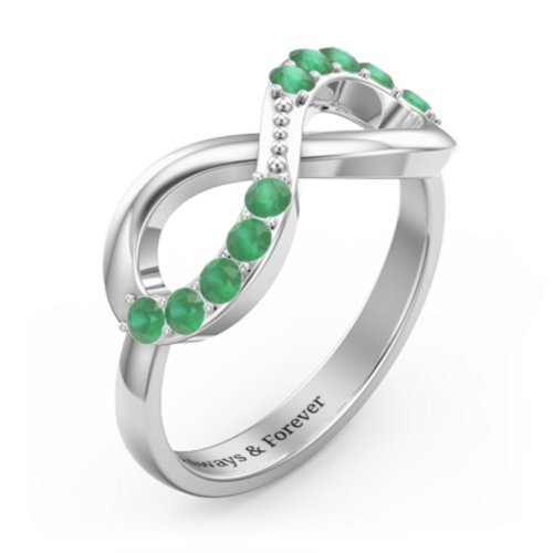 Birthstone Infinity Accent Ring – Sterling Silver with Emerald