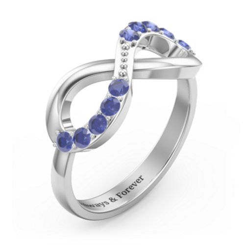 Birthstone Infinity Accent Ring – Sterling Silver with Blue Sapphire