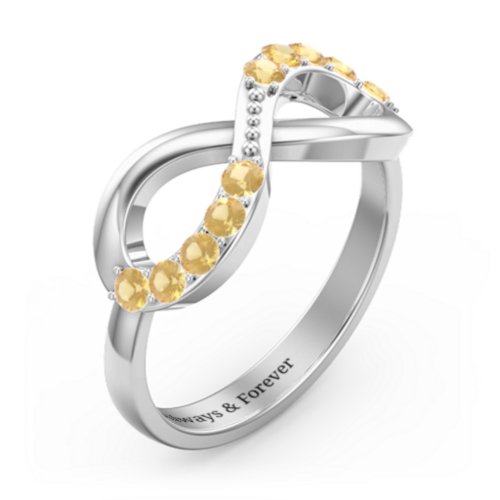 Birthstone Infinity Accent Ring – Sterling Silver with Citrine