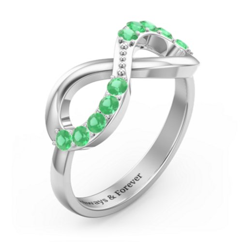 Birthstone Infinity Accent Ring – Sterling Silver with Emerald