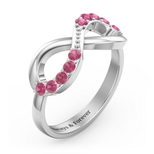 Birthstone Infinity Accent Ring – Sterling Silver with Ruby