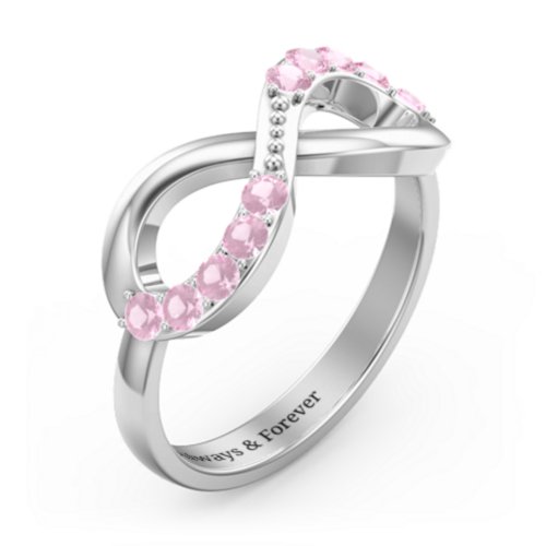 Birthstone Infinity Accent Ring – Sterling Silver with Pink Tourmaline