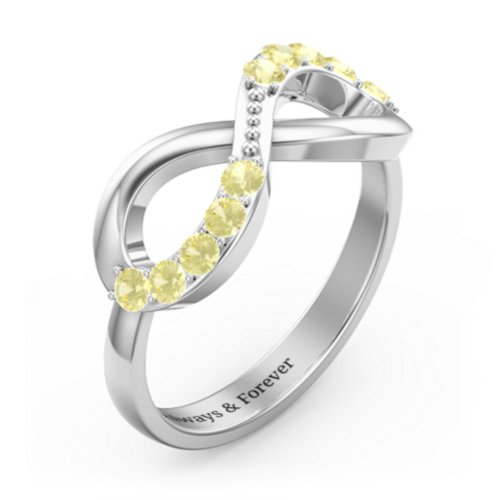 Birthstone Infinity Accent Ring – Sterling Silver with Citrine