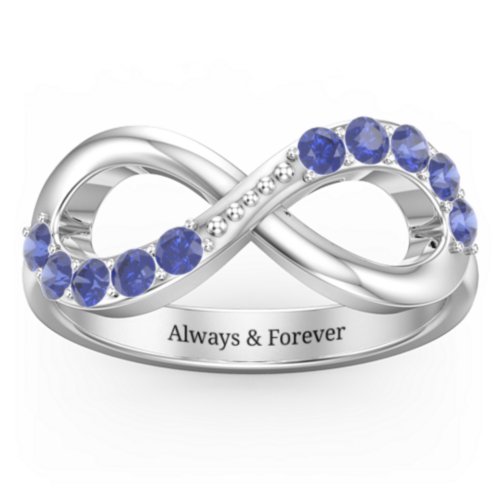 Birthstone Infinity Accent Ring – Sterling Silver with Blue Sapphire