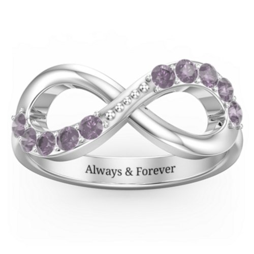 Birthstone Infinity Accent Ring – Sterling Silver with Alexandrite