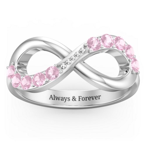 Birthstone Infinity Accent Ring – Sterling Silver with Pink Tourmaline