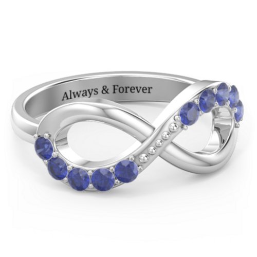 Birthstone Infinity Accent Ring – Sterling Silver with Blue Sapphire