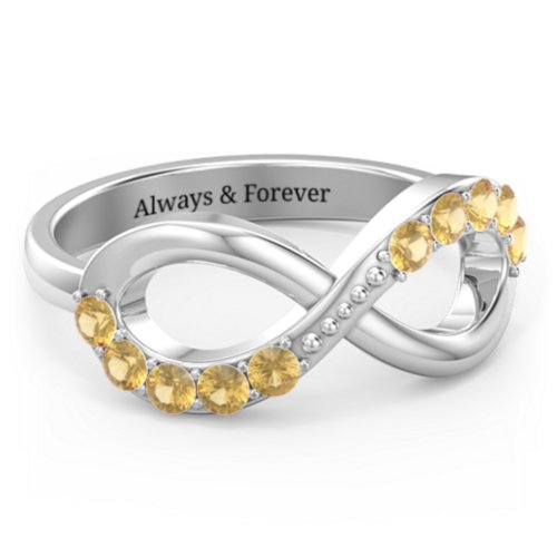 Birthstone Infinity Accent Ring – Sterling Silver with Citrine